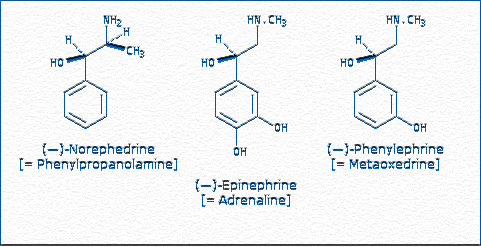 [Epinephrine (= Adrenaline); Phenylpropanolamine (= Norephedrine); Phenylephrine (= Metaoxedrine)]